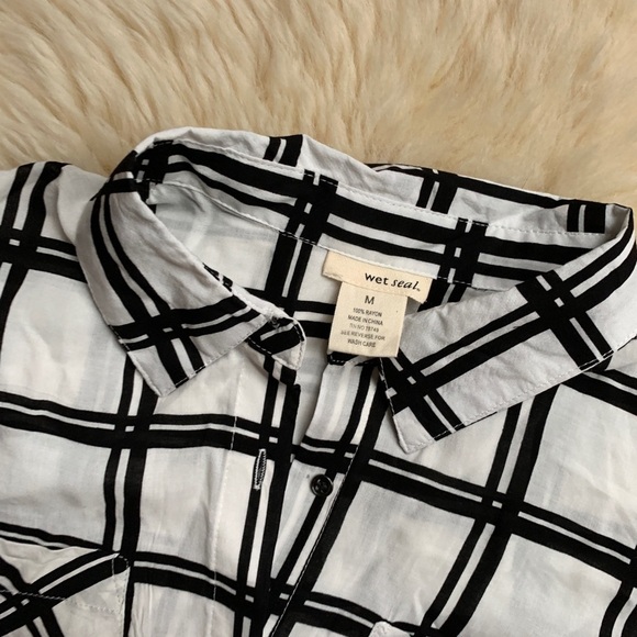 Wetseal Window Pane Plaid Button Down Long Tunic M - Picture 4 of 7